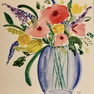 Spring Flowers in Blue Vase - Print (Original Sold)
